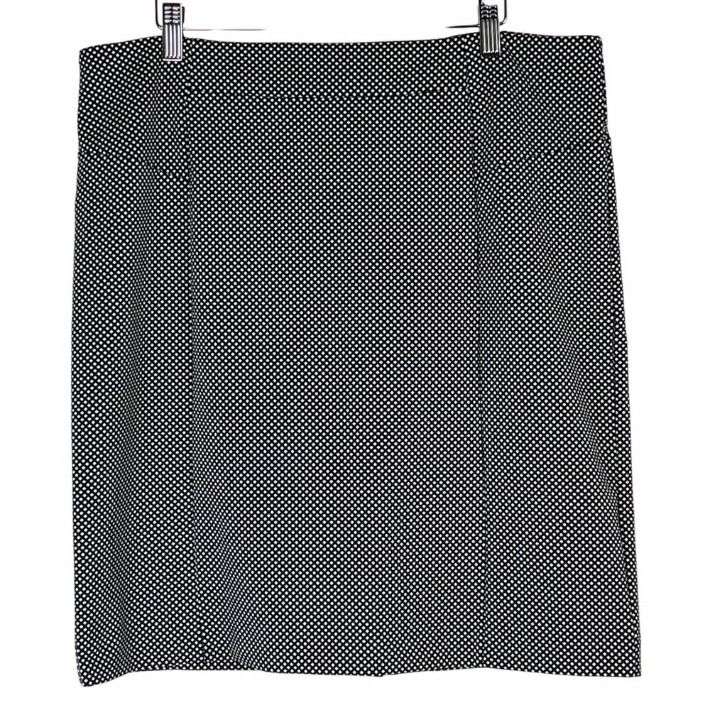 Michael Kors Black & White Diamond Dot Pencil Skirt Size XL Back Zipper NWOT